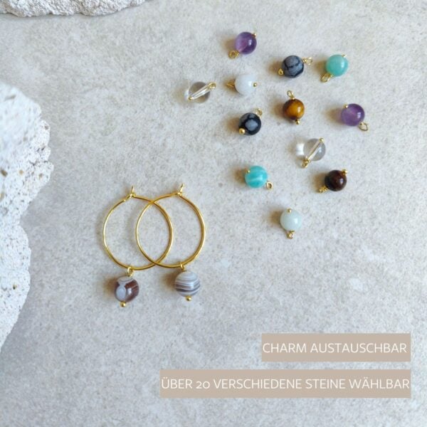 Edelsteinohrringe, Edelstein-Kreole, Studio Naiona, Edelsteinschmuck