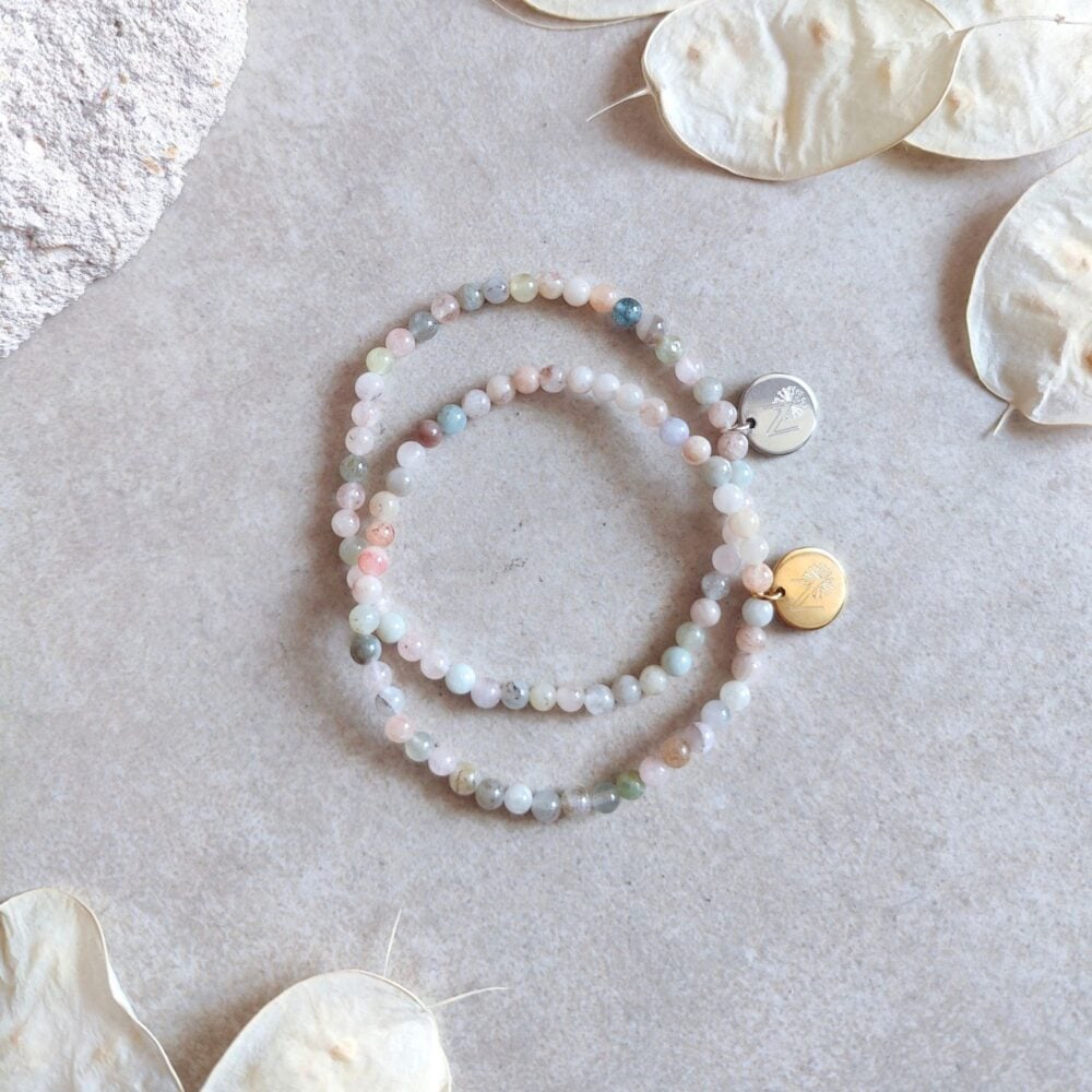 STUDIO NAIONA Beryll Armband 4mm Perlen in Gold und Silber Titelbild