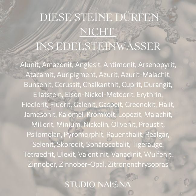 STUDIO NAIONA, Blog 2025-05, Edelsteine im Alltag, Edelsteinwasser Don'ts